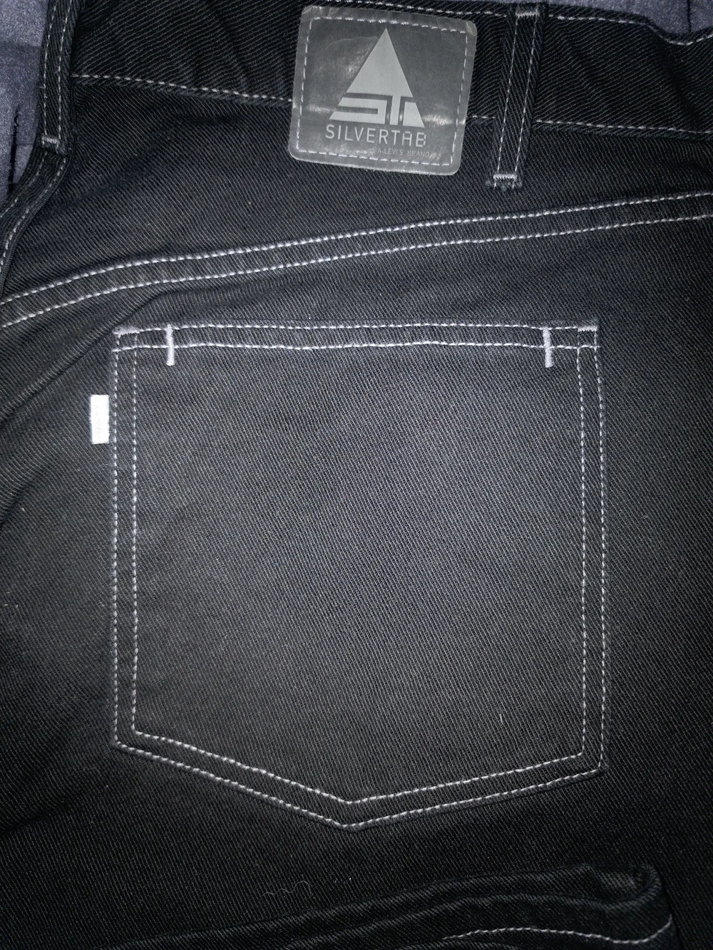 Levis Silverta Jeans Men's Black Slim Straight Jeans with White Stitching Detail